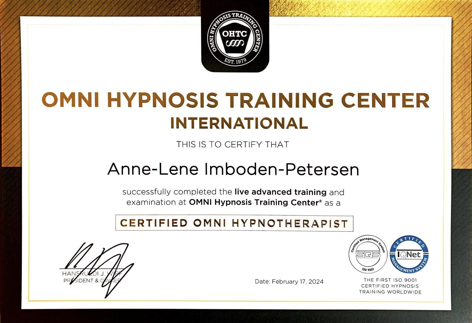 Diplom OMNI Hypnosis International